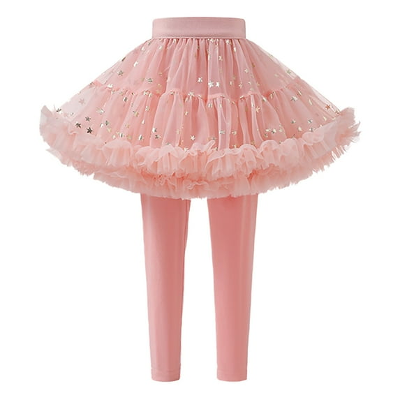 Gubotare Little Girls Leggings with Skirts Toddler Girls Footless Leggings with Skirt Lace Ruffle Tutu Girls Skirt Pants with Flora Print Size 3T 4T (Light Pink,3-4 Years)