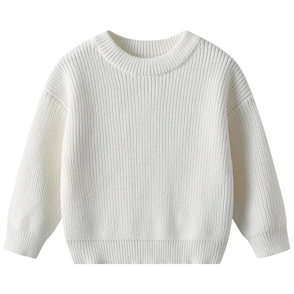 Gubotare Little Girls Sweaters Toddler Baby Cable Knit Sweater for Boys Long Sleeve Crewneck Pullover Sweaters Fall Winter Size 3T 4T (White,3-4 Years)