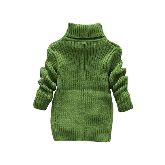 Gubotare Little Girls Sweaters Winter Sweater Solid Color Turtleneck Knitted Top Stretch Shirt For Babys (Green,12-18 Months)