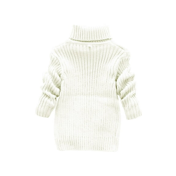 Gubotare Little Girls Sweaters Winter Sweater Solid Color Turtleneck Knitted Top Stretch Shirt For Babys (White,4-5 Years)