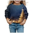 thumbnail image 1 of Gubotare Little Girls Sweatshirts Cotton Long Sleeve Crewneck Pullover Toddler Kids Winter Warm Shirt Sweater Tops Merry And Bright Sweatshirt (Navy,5-6 Years), 1 of 4