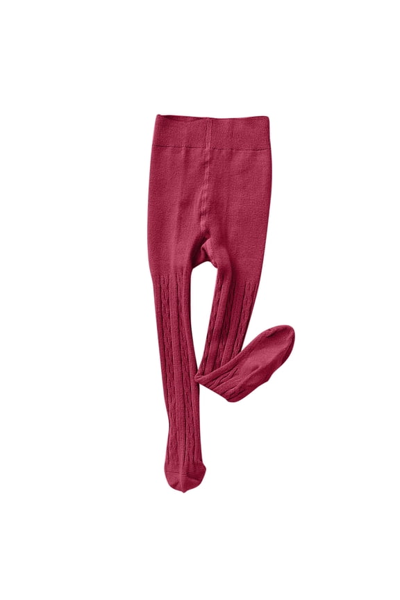 Little Girls Tights Girls'Tights Stylish Warm Footed Leggings for Comfortable Autumn Winter Wear Size 5T 6T (Wine,5-6 Years)