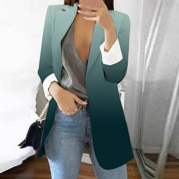 Gubotare Long Sleeve Blazers for Women Women Long Sleeve Blazer Open Front Work Office Blazer Jacket (Mint Green,S)