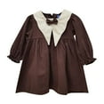 thumbnail image 1 of Gubotare Long Sleeve Dress for Toddler Girls Girls Dresses Kids Fashion Crew-Neck Long Sleeves Dress Clothes Size 4T 5T(Coffee,4-5 Years), 1 of 5