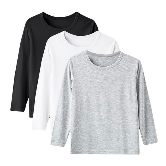 Gubotare Long Sleeve Girls Shirts Plain Girls Tops Long Sleeve Shirts Girls Girls Long Sleeve Shirts Soft Long-Sleeve T-Shirts Basic Tees for Little Girl 3 PCS Size 7-8 (B,7-8 Years)