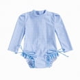 thumbnail image 1 of Gubotare Long Sleeve Girls Swimsuit Baby Girls UPF50+ Sun Protected Full Length Long Sleeve Rash Guard One Piece Swimsuit 2T 3T (Light Blue,2-3 Years), 1 of 3