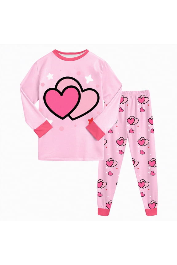 Long Sleeve Kids Pajama Girls Long Sleeve Top and Pants Snug Fit 2 Piece Pajama Set 5T 6T (Red,5-6 Years)
