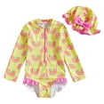 thumbnail image 1 of Gubotare Toddler Swimsuit Girl Girls'Long-Sleeve UPF 50+ Swimsuit for Baby, Toddler, & Little Girls Size 3-4T (Yellow,3-4 Years), 1 of 7