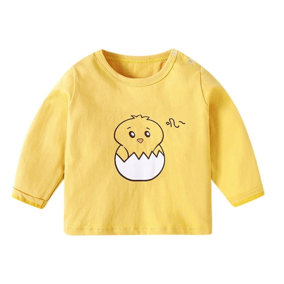 Gubotare Long Sleeve Shirt Boys Toddler Baby Boy Embroidered Graphic Long Sleeve T-Shirt Tops Kids Striped Tees,Yellow 12-18 Months