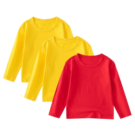 Gubotare Long Sleeve Shirts Boys Baby and Toddler Boys' Animal Long Sleeve Graphic T-Shirts 3 PCS Size 2T 3T (Red,2-3 Years)