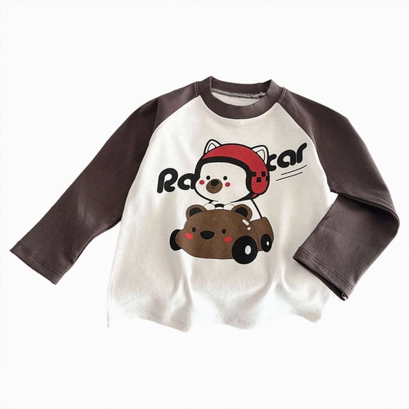 Gubotare Long Sleeve Shirts for Toddler Boys Boys Girls Shirts Graphic T-Shirt Kids Novelty Long Sleeve Animal Print Tees 6 12 Months (Brown,6-12 Months)