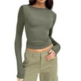 thumbnail image 1 of Gubotare Long Sleeve Shirts for Women Fall Fashion Dressy Casual Blouses Trendy Pleated Tunic Tops for Leggings 2025 Women's Long Sleeve Tops (Army Green,XS), 1 of 4