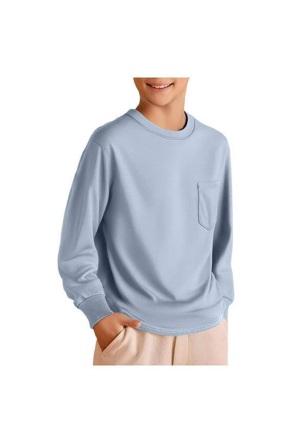 Long Sleeve Shirts for Boys Boys Long Sleeve Graphic T-Shirt,Light Blue 6-7 Years