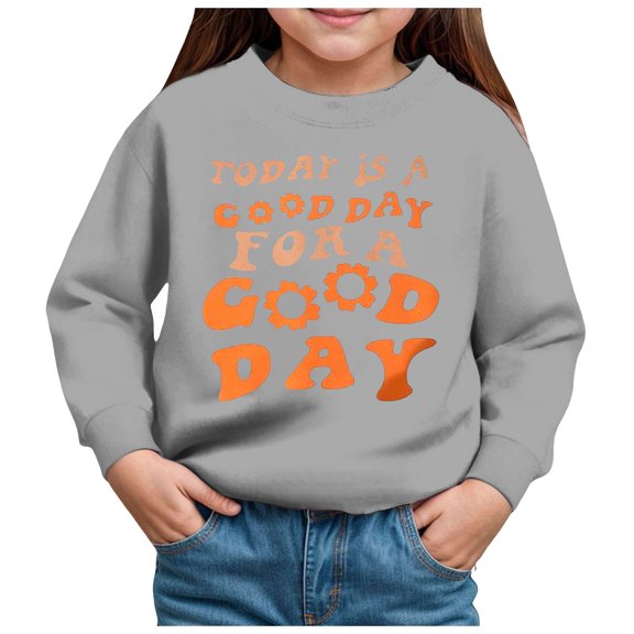 Gubotare Long Sleeve Sweatshirt Girl Girls Crewneck Sweatshirt Long Sleeve Pullover Tops Sweatshirts Size 6 (Grey,6 Years)