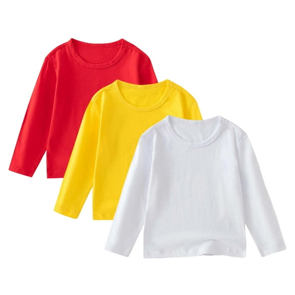 Gubotare Long Sleeve T Shirt Boys Boys Shirts Children's Printed Long Sleeve Base Loose Casual Cute Clothes for Boys 3 PCS Size 8-10 (White,8-10 Years)