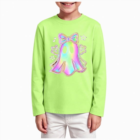 Gubotare Long Sleeve T Shirts for Toddler Boys Boys Shirts Kids Girls Print Long Sleeve Crewneck Tee Children Cute Clothing for Boys 4T 5T (Green,4-5 Years)