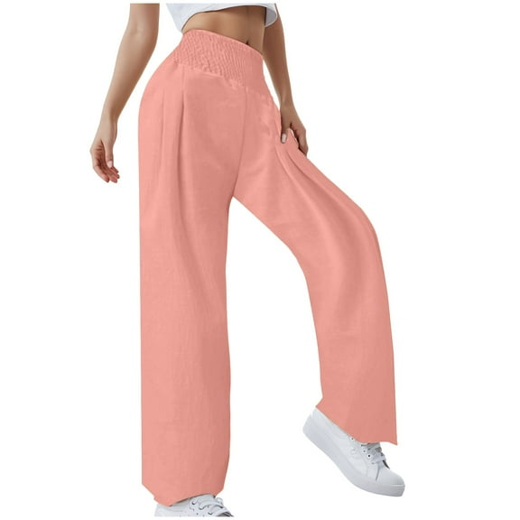 Gubotare Long Sweatpants Teen Girls Girls Sweatpants Elastic Waistband Wide Leg Causal Kids High Waisted Pants Size 6-7 (Pink,6-7 Years)