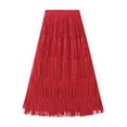 thumbnail image 1 of Gubotare Long Tulle Skirt for Women Trendy High Waisted A Line Fluffy Fairy Mesh Layered Ruffle Skirt (Red,A), 1 of 3