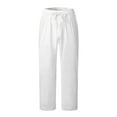 thumbnail image 1 of Gubotare Men Casual Pants Mens Capri Long Loose Fit Elastic Drawstring Tapered Casual Pant (White,XL), 1 of 5
