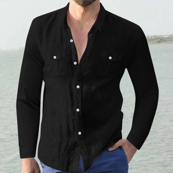 Gubotare Men Dress Shirt Men's Flannel Plaid Shirts Long Sleeve Regular Fit Casual Button Down Shirt,Black XXL