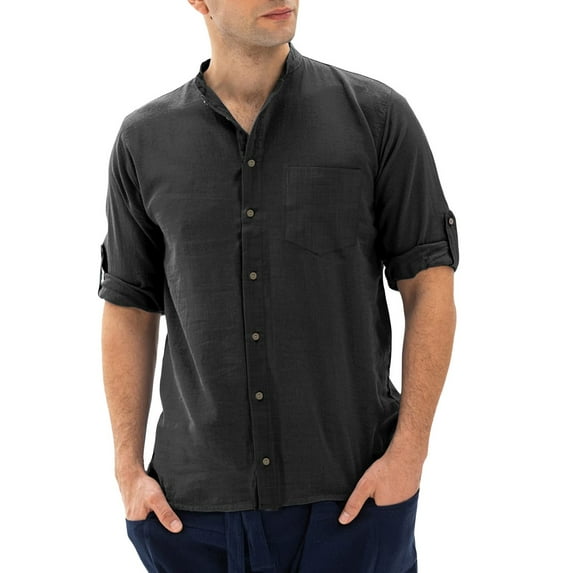 Gubotare Men'S Casual Button-Down Shirts Men's Striped Short Sleeve Regular Fit Poplin Button Down Shirts,Black XL
