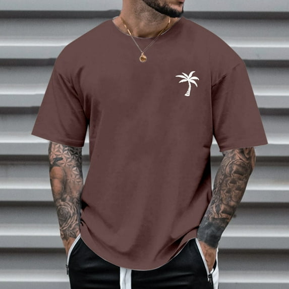 Gubotare Men'S T-Shirts Men's Graphic Short Sleeve Crew Neck Tee Shirt,Brown XXL