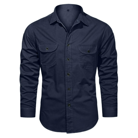 Gubotare Men'S T-Shirts Mens Button Down Shirts Regular Fit Long Sleeve Casual Plaid Flannel Shirt,Dark Blue 3XL