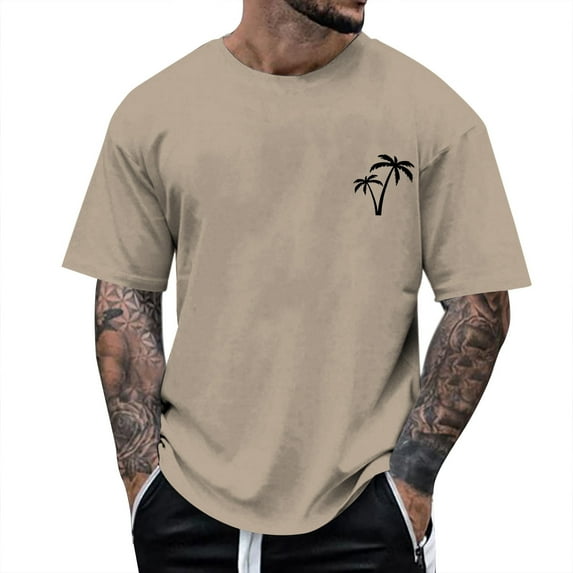 Gubotare Men's Big and Tall Shirts – Stretch T-Shirt for Casual Wear (Khaki,M)