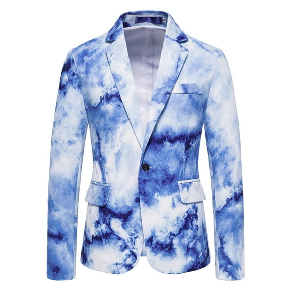 Gubotare Men's Casual Blazer Suit Jackets Lightweight Sports Coats One Button Busniess Jacket (Blue,XXL)