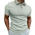 thumbnail image 1 of Gubotare Men's Casual Polo Shirts Classic Button Basic Short Sleeve Shirt Solid Color Tees Golf Stylish Tops (Grey,S), 1 of 3