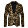 thumbnail image 1 of Gubotare Men's Casual Suit Jacket Leopard Print Casual British Fashion Slim Fit Suit Men's Coat (Yellow, L), 1 of 3