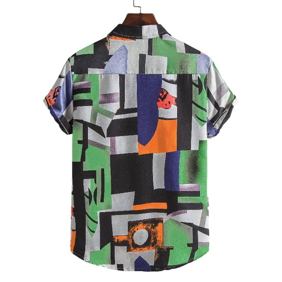 Gubotare Men's Dress Shirt Men's Flower Casual Button Down Short Sleeve Hawaiian Shirt,Green XL