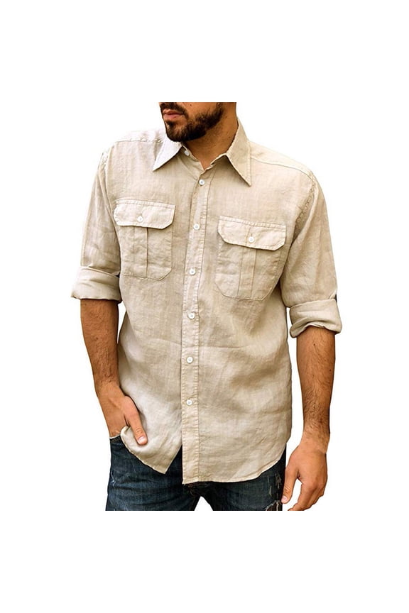 Men's Dress Shirts Casual Button Down Shirt Long Sleeve Shirts (,L)
