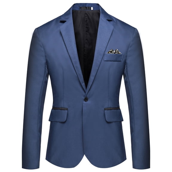 Gubotare Men's Fashion England Solid Color Blazer High Quality Casual Single Suit (Dark Blue,5XL)