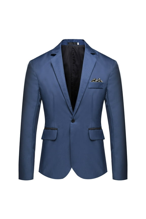 Men's Fashion England Solid Color Blazer High Quality Casual Single Suit (Dark Blue,5XL)