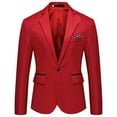 thumbnail image 1 of Gubotare Men's Fashion England Solid Color Blazer High Quality Casual Single Suit (Red,L), 1 of 5