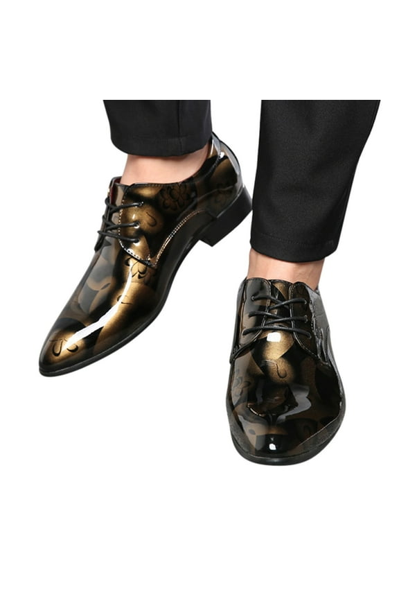 Men's Oxfords Shoes Men's Shoes Comfortable Casual Shoes Classic Lace Up Formal Shoes (Gold,10.5)