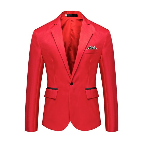 Gubotare Men's Party Dress Suit Men's Business Party Coat Stylish Solid Tops Suit Men's Coats Jackets (Red, XL)