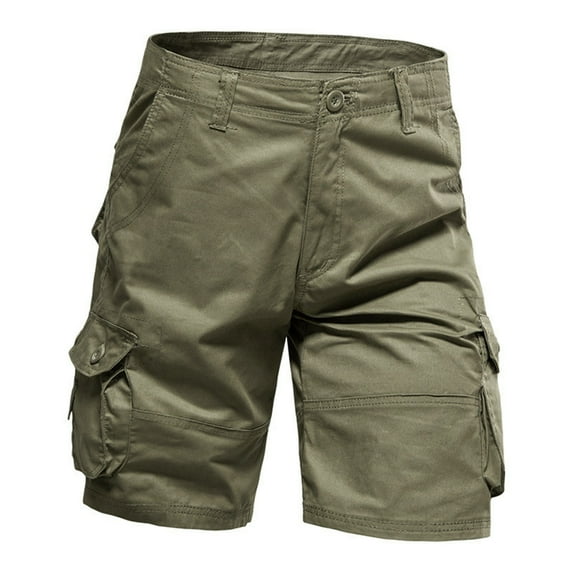 Gubotare Men's Shorts Men's Casual Twill Elastic Cargo Shorts Below Knee Loose Fit Multi Pocket Capri Shorts (Yellow,32)