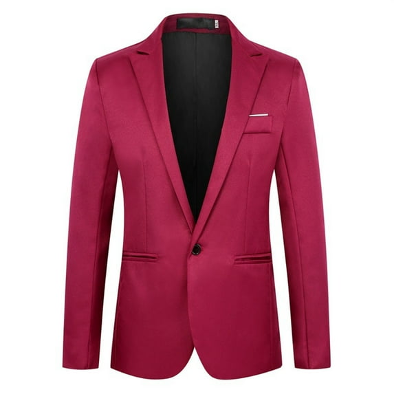 Gubotare Men's Slim Fit One Button Solid Suit Blazer Jacket Casual Party Sport Coat (Red,3XL)