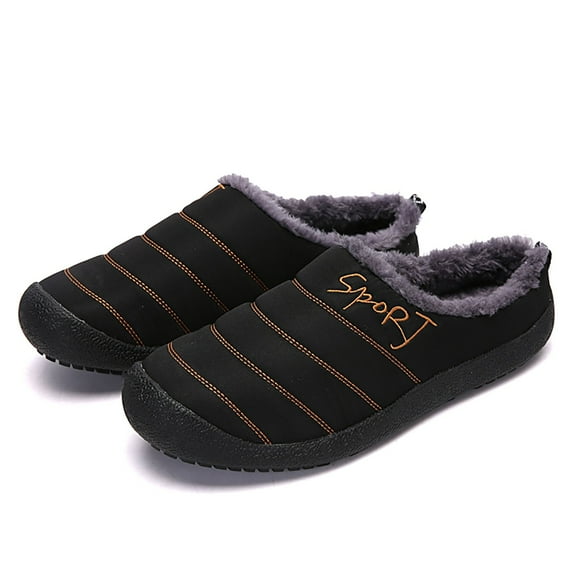 Gubotare Men's Slippers Suede Slippers for Men, Comfortable House Warm Slippers with Memory Foam, Anti-Slip Breathable Bedroom Fuzzy Fluffy Shoes for Indoor & Outdoor Use,Black 8