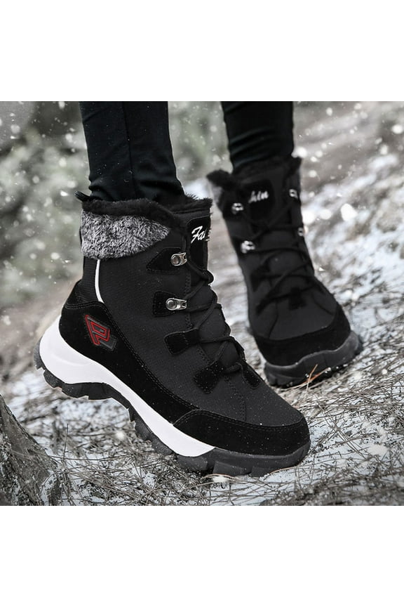 Men's Snow Boots Men's Snow Boots Lightweight Winter Boots Anti-Slip Casual Lightweight Hiking Boot (Black,10)