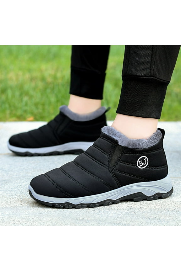 Men's Snow Boots Wide Mens Snow Boots Winter Boots Anti-slip Cold Weather Shoes (Black,8.5)