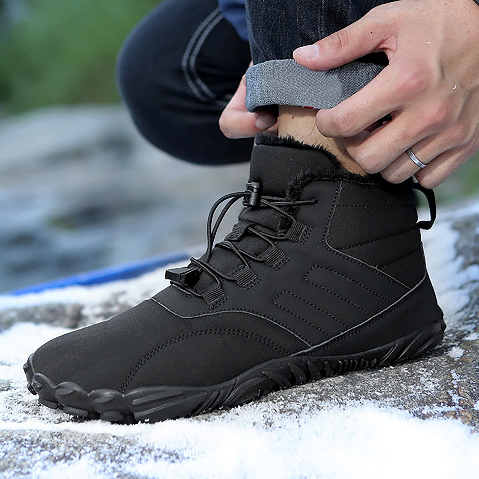 Mens slip on winter boots wide width hot sale