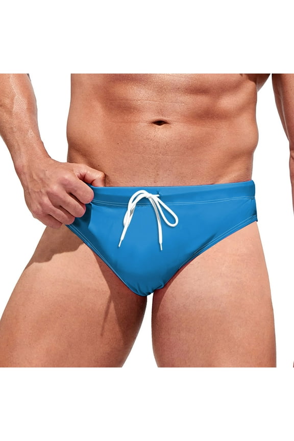 Men's Swim Briefs Swimsuit Beach Swimwear Bikini Sport with Drawstring (Sky Blue,XXL)