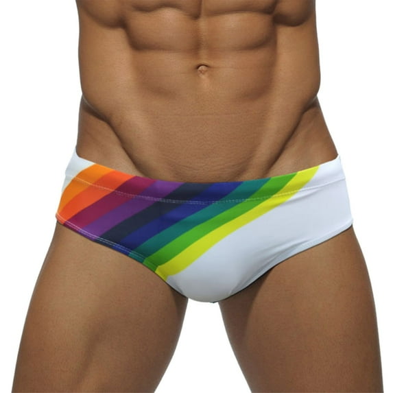 Gubotare Men's Swimwear Bikini Solid Swimming Briefs Low Waist Drawstring (White,XL)