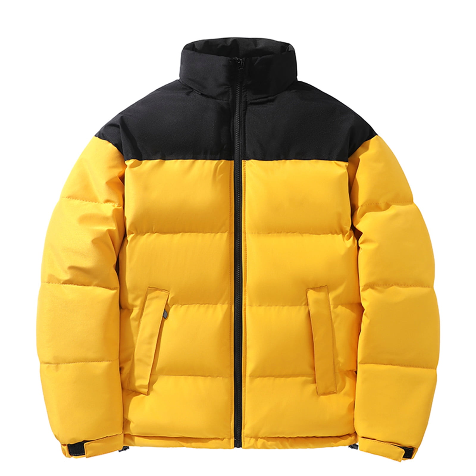 bright yellow puffer coat