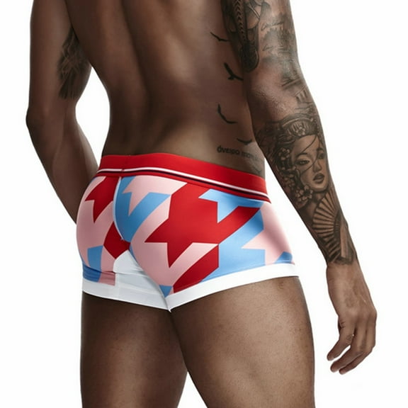 Gubotare Mens Boxers Men's Boxer Briefs Underwear Dual Pouch Quick Dry Polyamide Sports Underwear,Red L