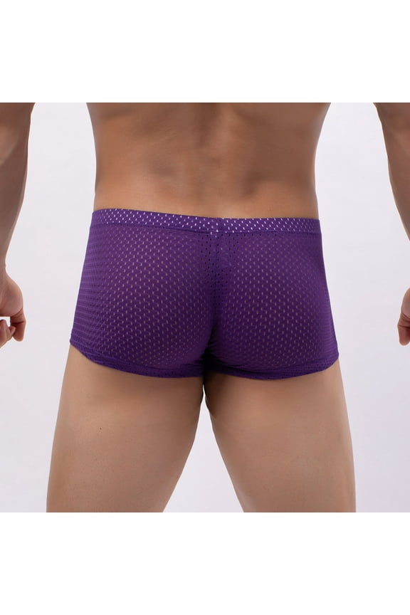 Mens Boxers Underwear Men's Seamless Front Pouch Briefs Low Rise Men Cotton Underwear,Purple L