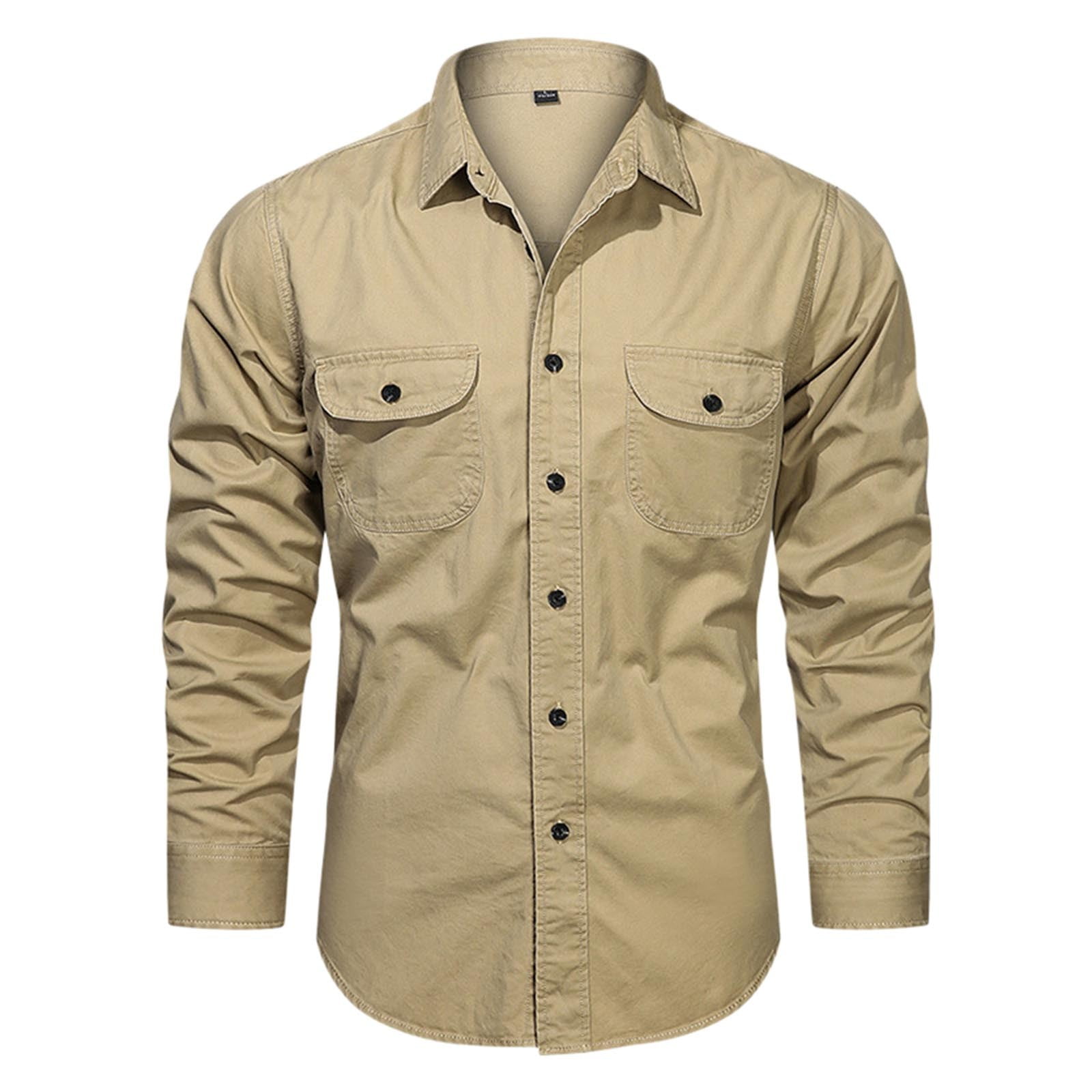 Gubotare Mens Button Down Long Sleeve Shirts Men's Logger Twill Long